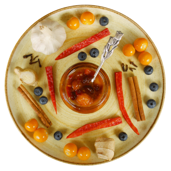 Chutney de uchuvas y arándanos