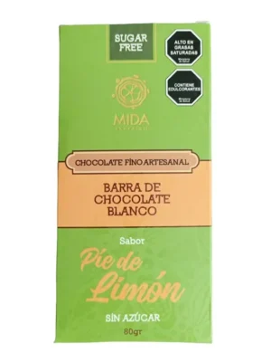 Barra de chocolate Blanco fino Pie de Limon Sin Azucar 40gr (MIDA)